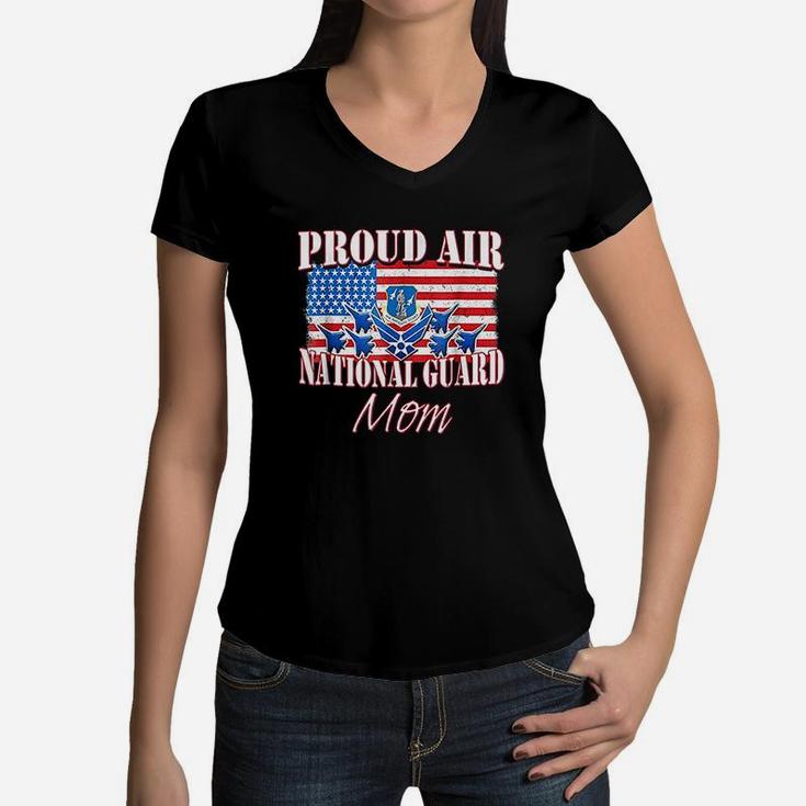 Proud Air National Guard Mom Usa Air Force Mothers Day Women V-Neck T-Shirt