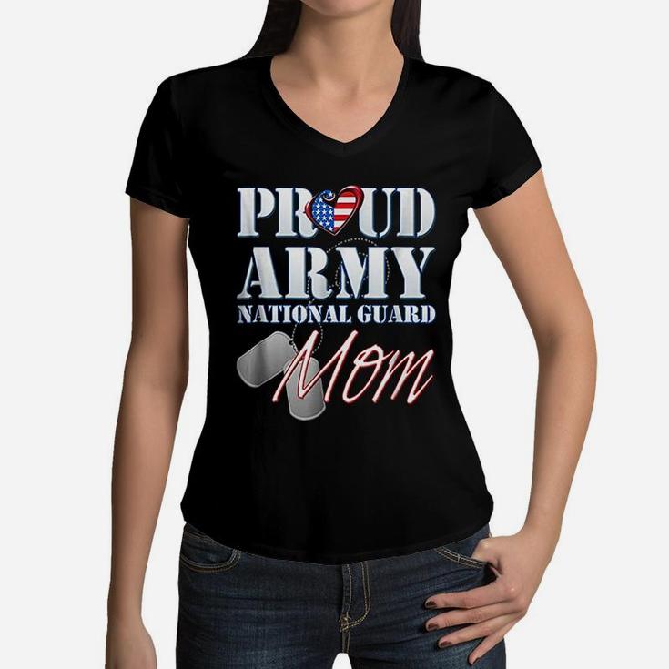 Proud Army National Guard Mom Usa Heart Mothers Day Women V-Neck T-Shirt