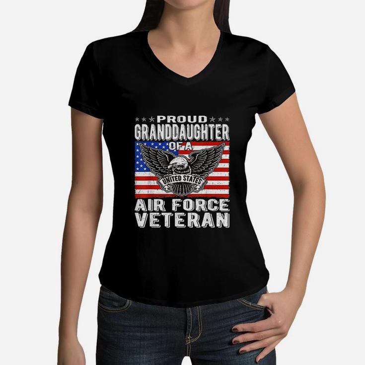Proud Granddaughter Of A Us Air Force Veteran Women V-Neck T-Shirt