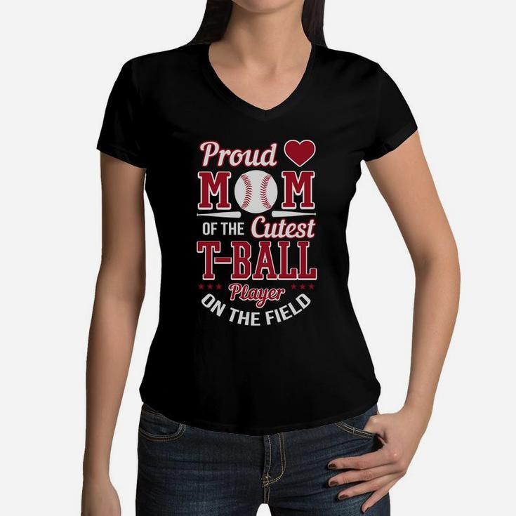 Proud Mom Of The Cutest Ball Player Ball Mom Women V-Neck T-Shirt