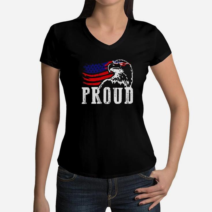 Proud Patriotic Eagle Patriotic 4th Of July Veteran Flag Day Premium Women V-Neck T-Shirt