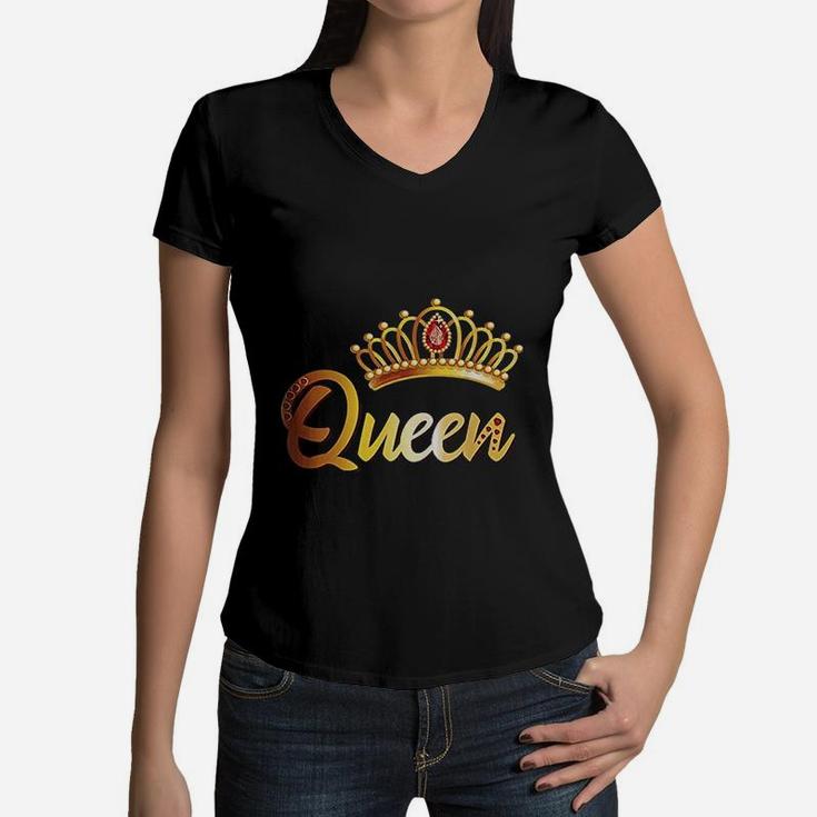 Queen For Women Family Matching King Princess Prince Women V-Neck T-Shirt