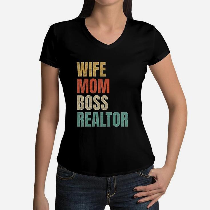 Realtor Mom  Cute Lady Wife Women V-Neck T-Shirt