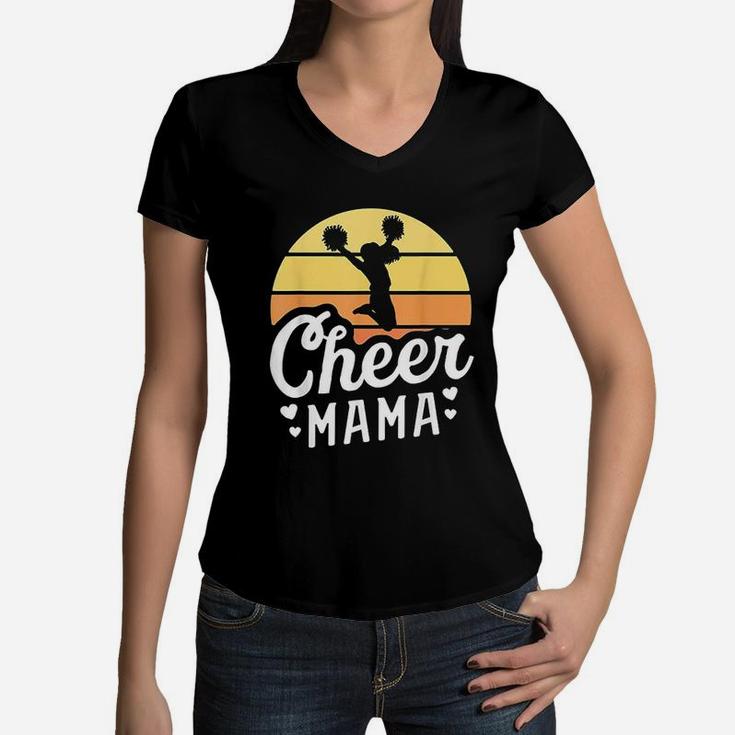 Retro Cheer Mama Cheerleader Mom Gifts Cheer Mom Women V-Neck T-Shirt