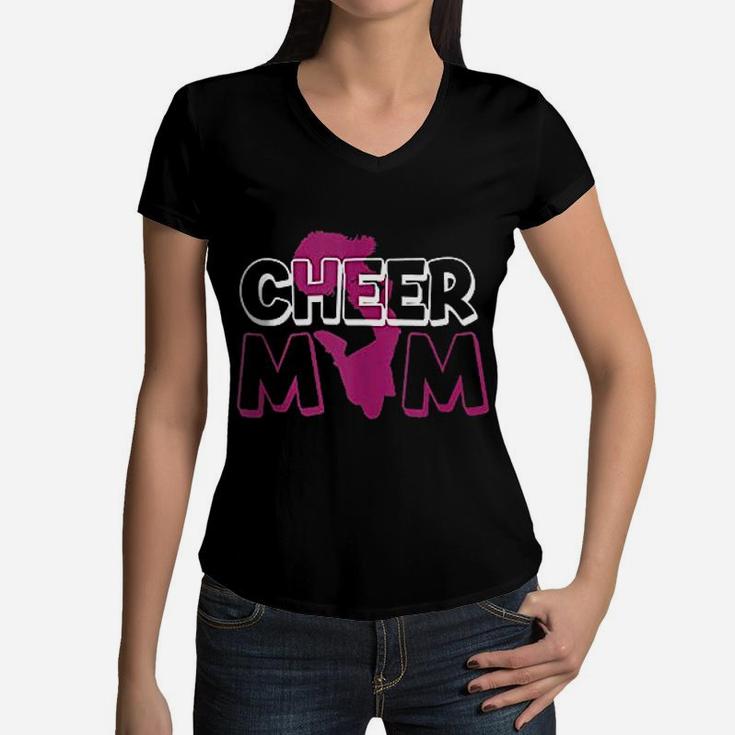 Retro Cheer Mama Cheerleader Mother Cheerleading Women V-Neck T-Shirt