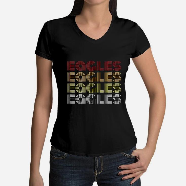 Retro Style Eagles Vintage Colors Women V-Neck T-Shirt