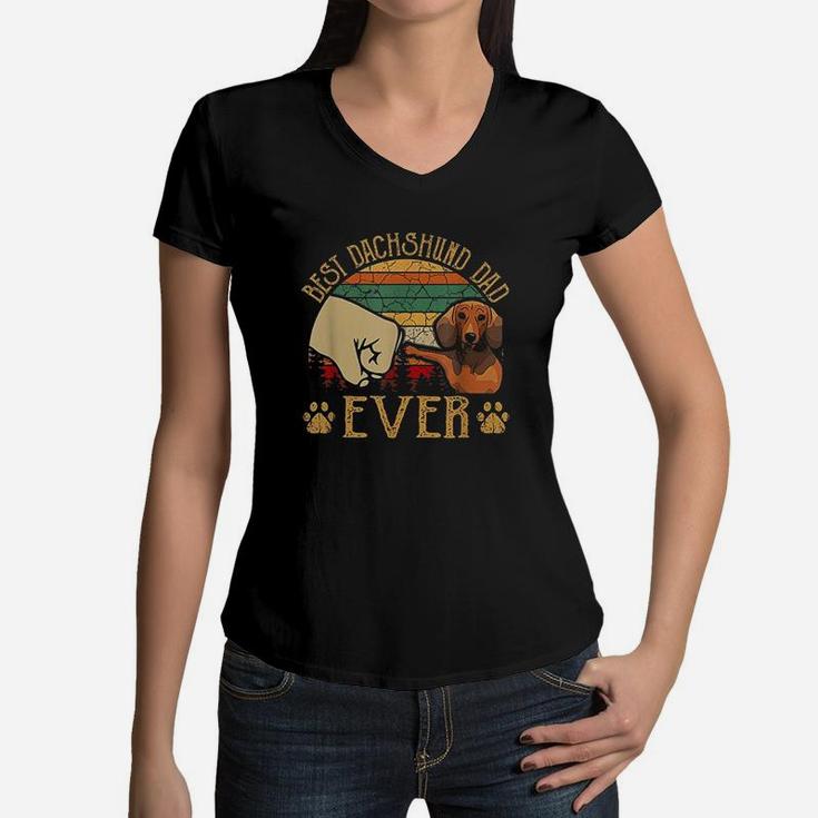 Retro Vintage Best Dachshund Women V-Neck T-Shirt