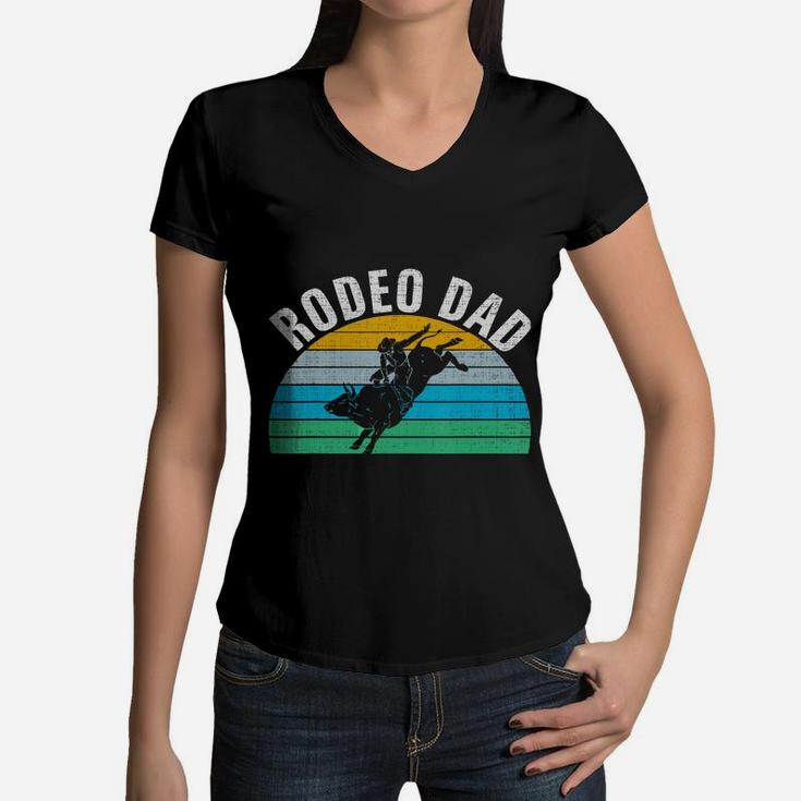 Retro Vintage Rodeo Dad Funny Bull Rider Father's Day Gift T-shirt Women V-Neck T-Shirt