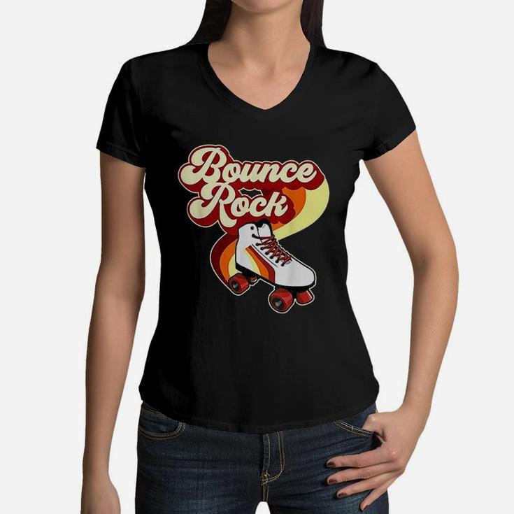 Roller Disco Bounce Rock Roller Skate Vintage 70s 80s Women V-Neck T-Shirt