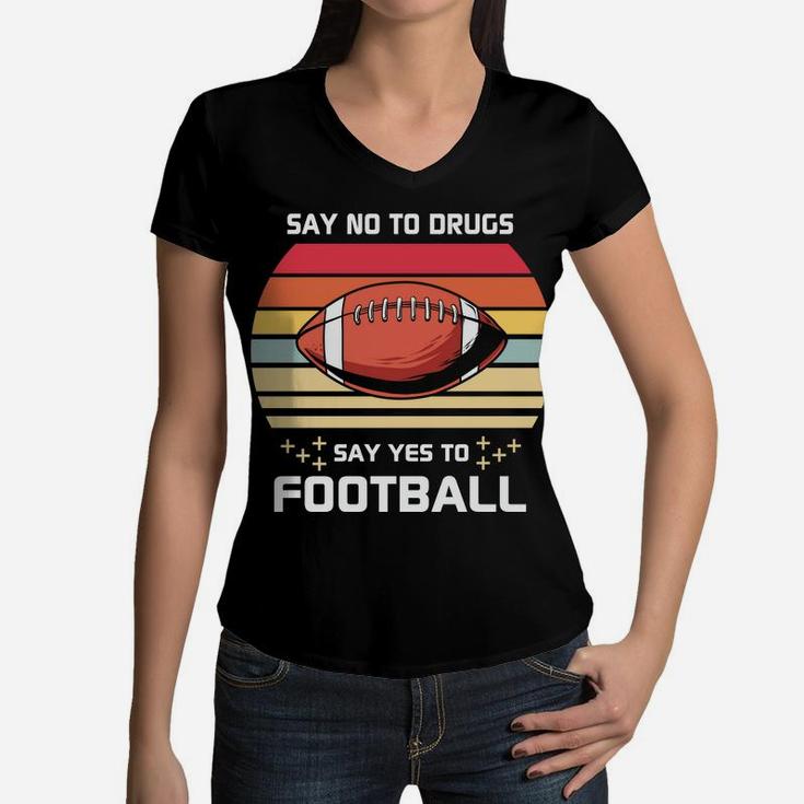 Say Yes To Football Vintage Design For Football Lovers Women V-Neck T-Shirt