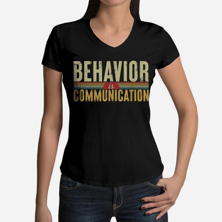 Sped Special Education Behavior Is Communication Vintage Women V-Neck T-Shirt