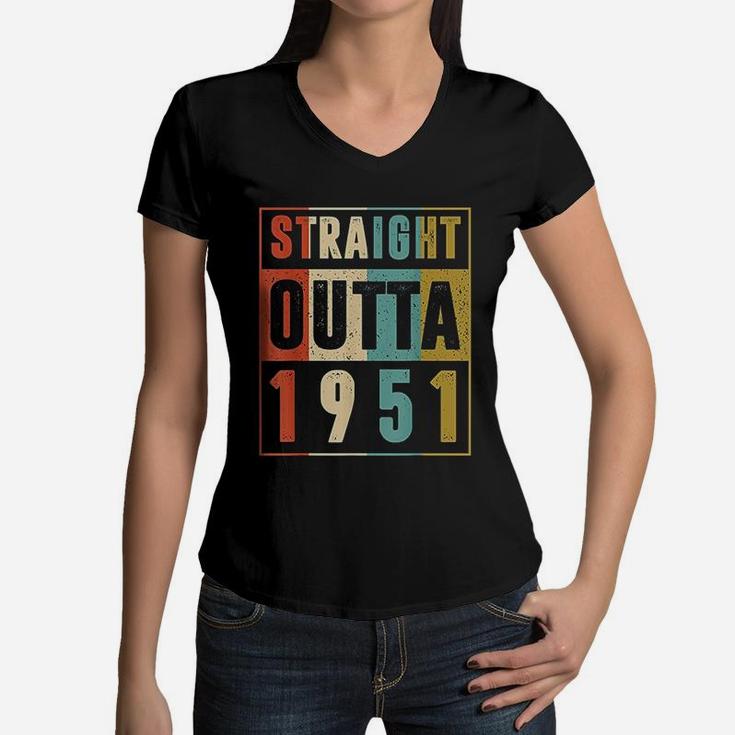 Straight Outta 1951 Vintage 71 Year Old 71st Birthday Gift  Women V-Neck T-Shirt