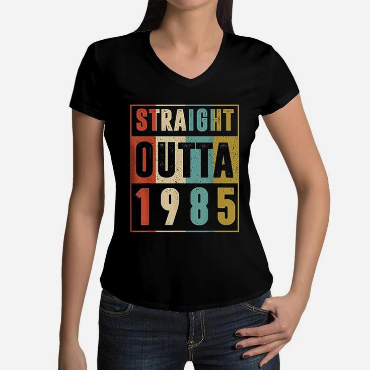 Straight Outta 1985 Vintage 37 Year Old 37th Birthday Gift  Women V-Neck T-Shirt