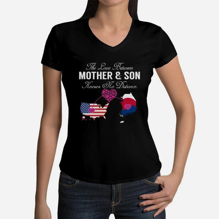 The Love Between Mother And Son - United States South Korea Women V-Neck T-Shirt