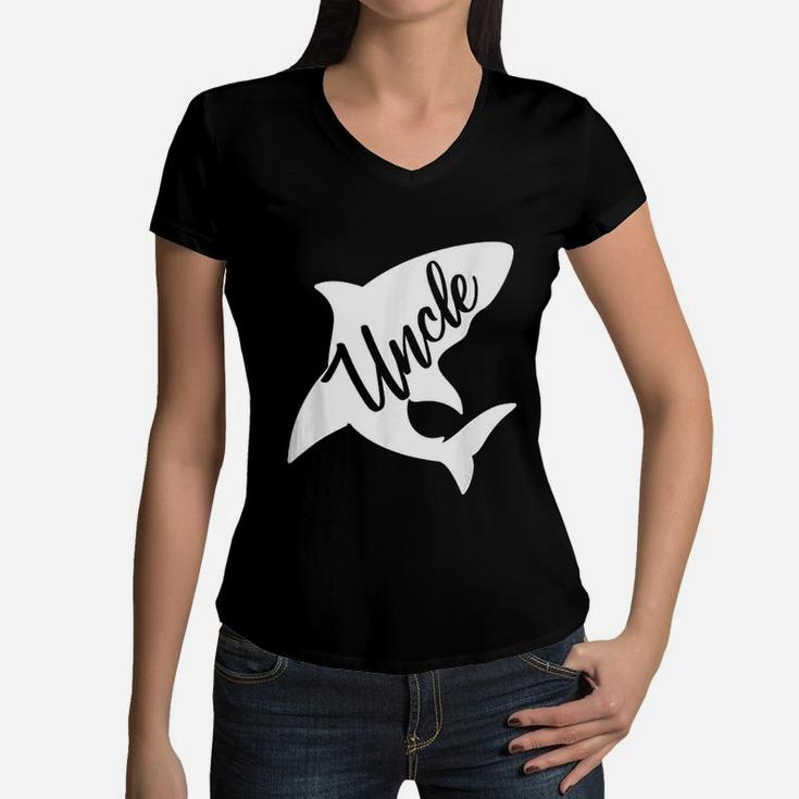 Uncle Shark Matching Family Shark Women V-Neck T-Shirt