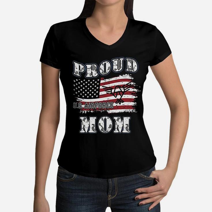 Us Air Force Moms Gift Proud Army Mom Women V-Neck T-Shirt