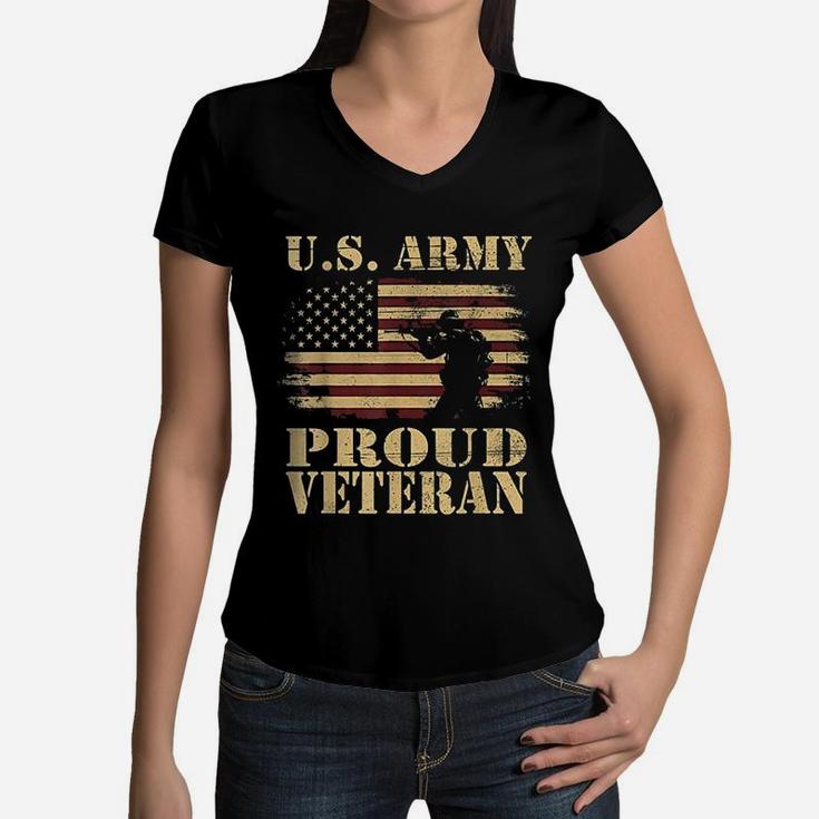 Us Army Proud Veteran Women V-Neck T-Shirt