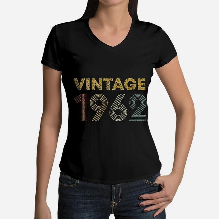 Vintage 1962 60th Birthday Gift Men Women Retro 60 Years Old  Women V-Neck T-Shirt