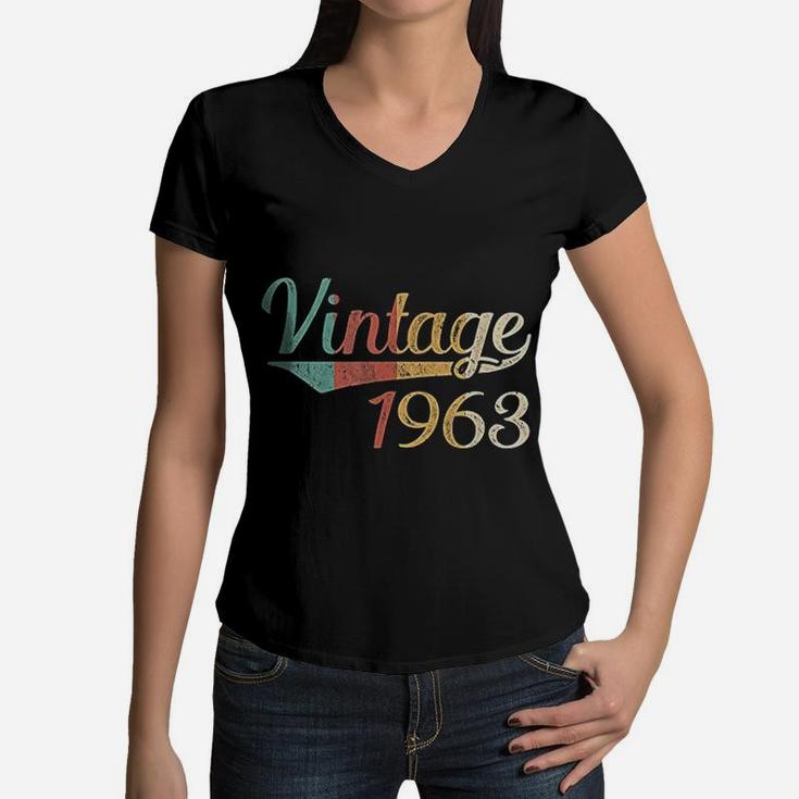 Vintage 1963 Made In 1963 Birthday Women V-Neck T-Shirt