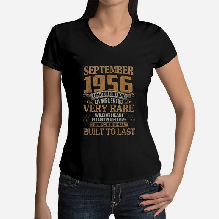 Vintage 66 Years Old September 1956 66th Birthday Gifts  Women V-Neck T-Shirt