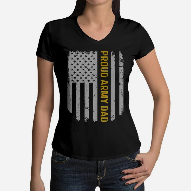 Vintage American Flag Proud Army Dad Father's Day Gift T-shirt Women V-Neck T-Shirt