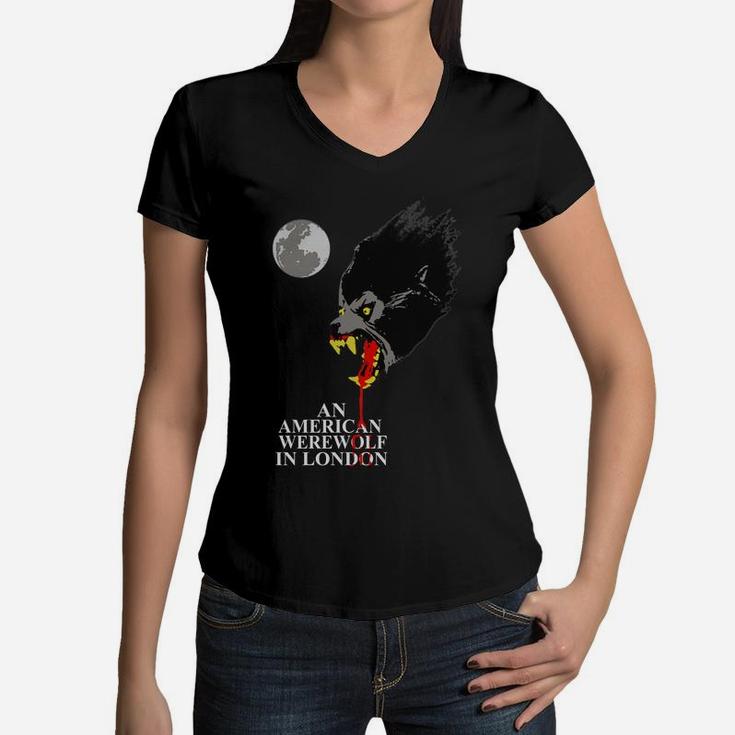Vintage An American Werewolf In London Art Women V-Neck T-Shirt
