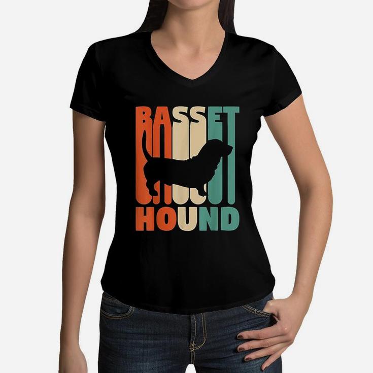 Vintage Basset Hound Basset Hound Gift Dog Lover Gift Women V-Neck T-Shirt