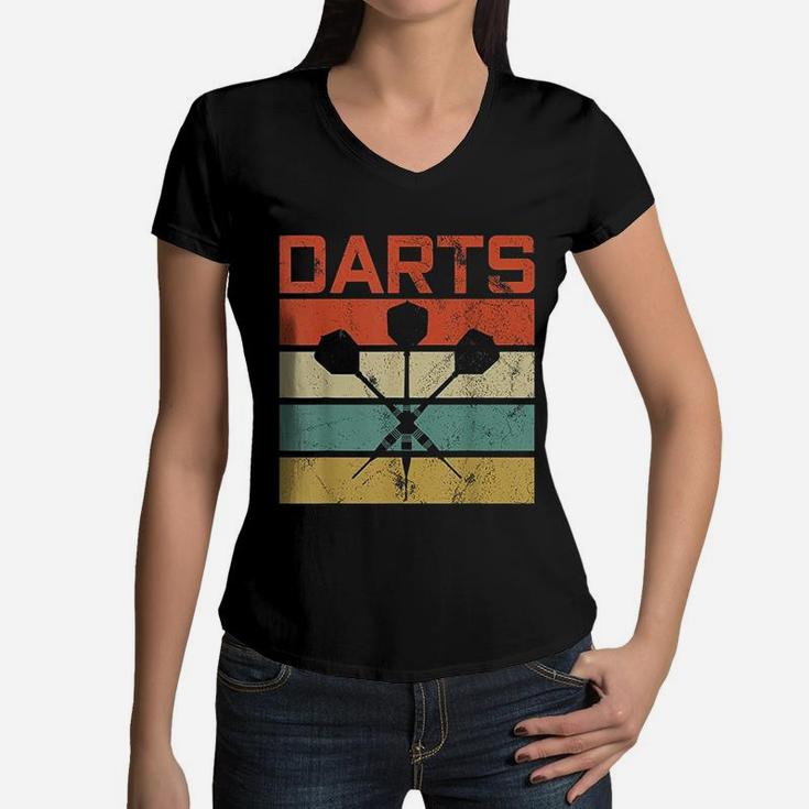 Vintage Darts Board Sports Bar Gift Women V-Neck T-Shirt