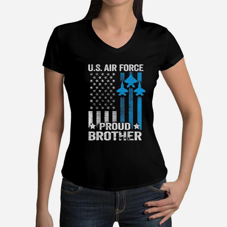 Vintage Proud Brother Us Air Force Usaf Women V-Neck T-Shirt