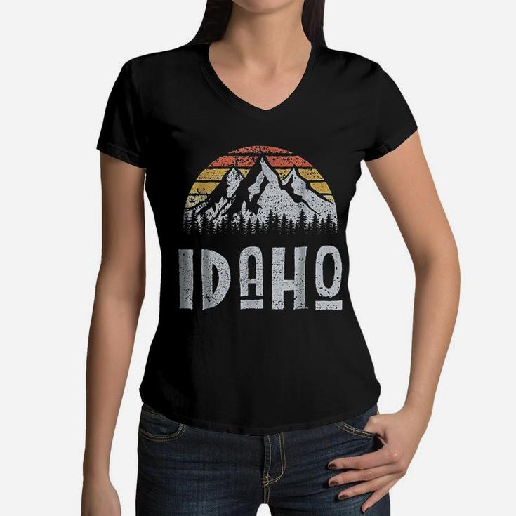 Vintage Retro Id Idaho Women V-Neck T-Shirt