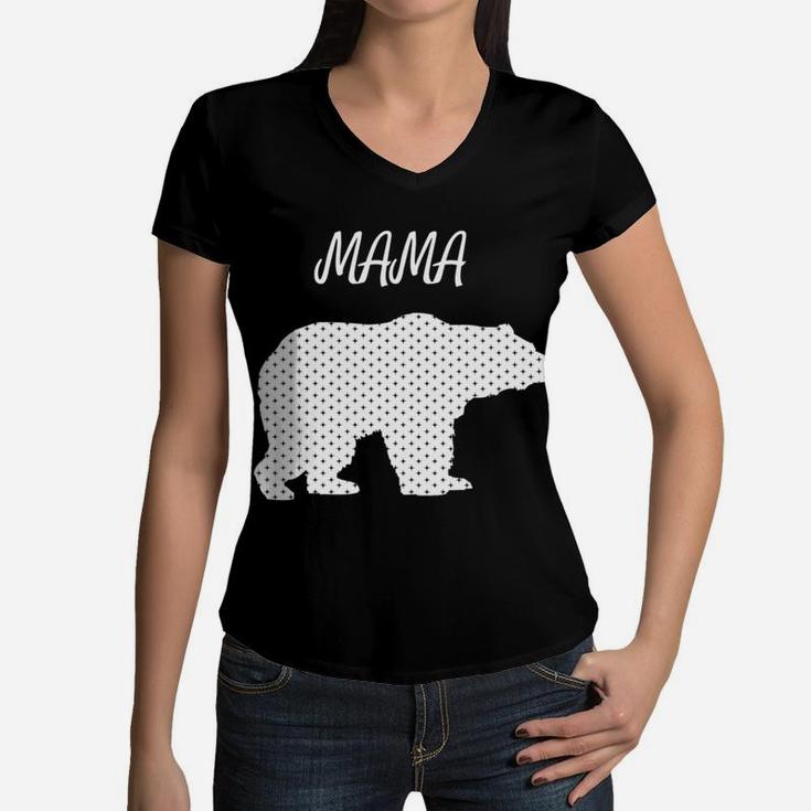 Womens Mama Bear Star Design Graphic For Mom Women V-Neck T-Shirt