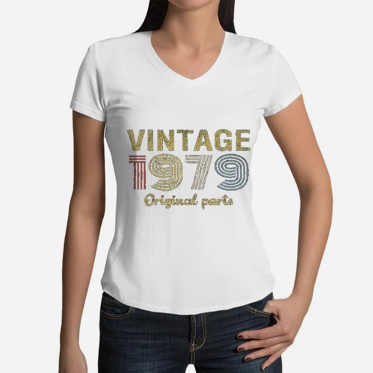42nd Birthday Gift Retro Birthday Vintage 1979 Original Parts  Women V-Neck T-Shirt