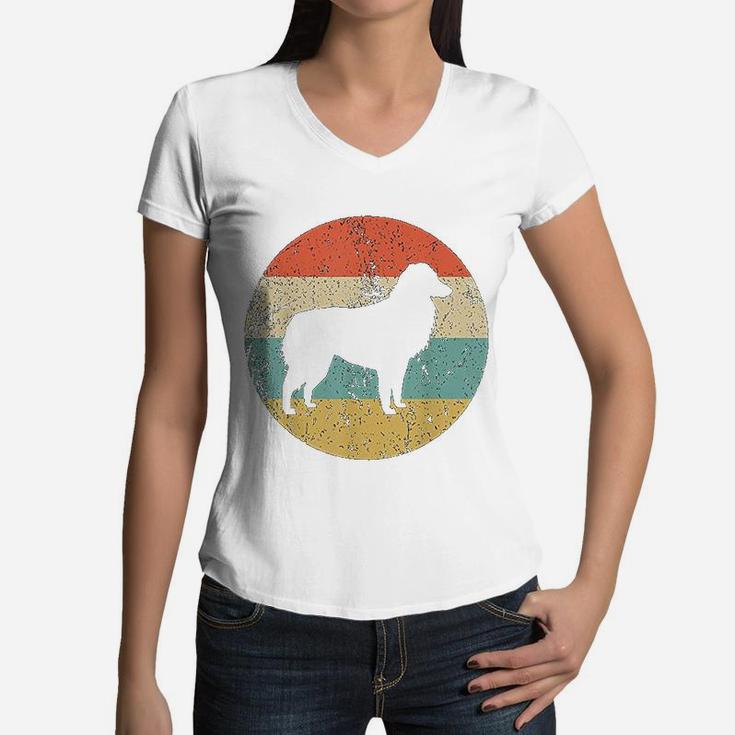 Australian Shepherd Vintage Retro Aussie Dog Women V-Neck T-Shirt