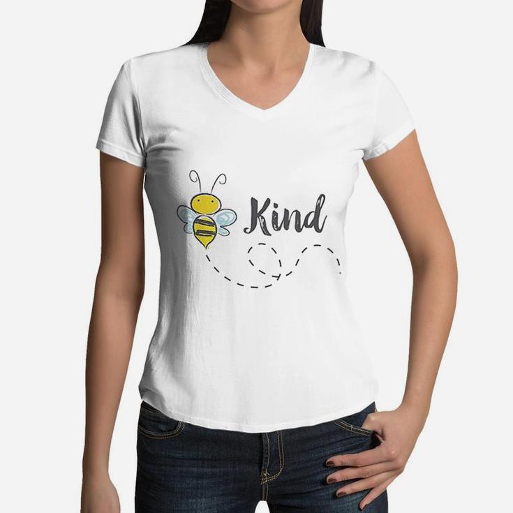 Bee Kind Vintage Style Art Graphic Kindess Gift Women V-Neck T-Shirt