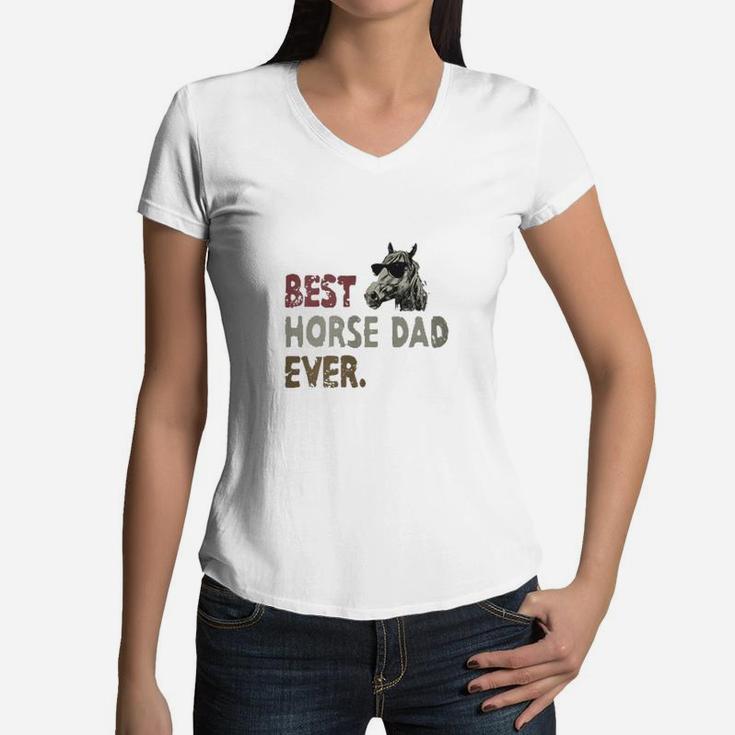 Best Horse Dad Ever Vintage Women V-Neck T-Shirt