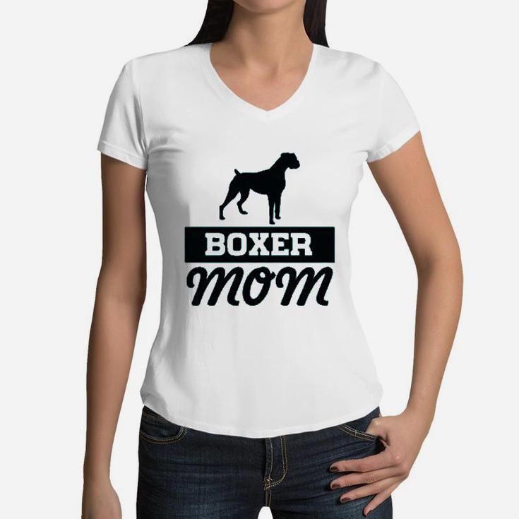 Boxer Mom Dog Lover Boxer Dog Women V-Neck T-Shirt