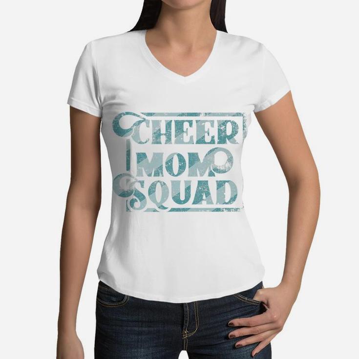 Cheer Mom Squad Sport Proud Mother Mommy Distressed Women V-Neck T-Shirt