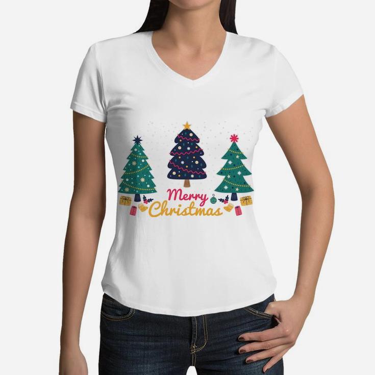 Christmas Trees Merry Christmas Gift Idea For Everyone Women V-Neck T-Shirt
