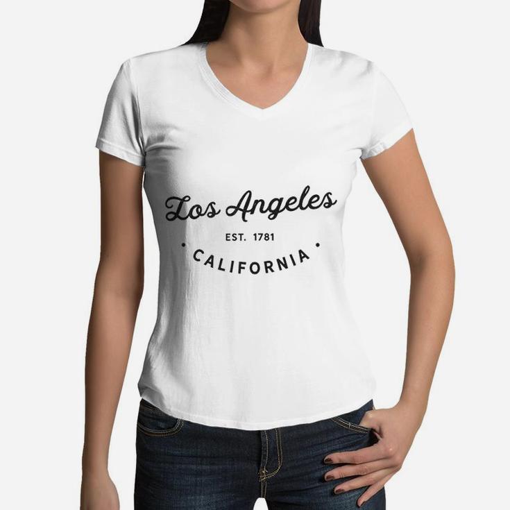 Classic Retro Vintage Los Angeles California La Gift Women V-Neck T-Shirt