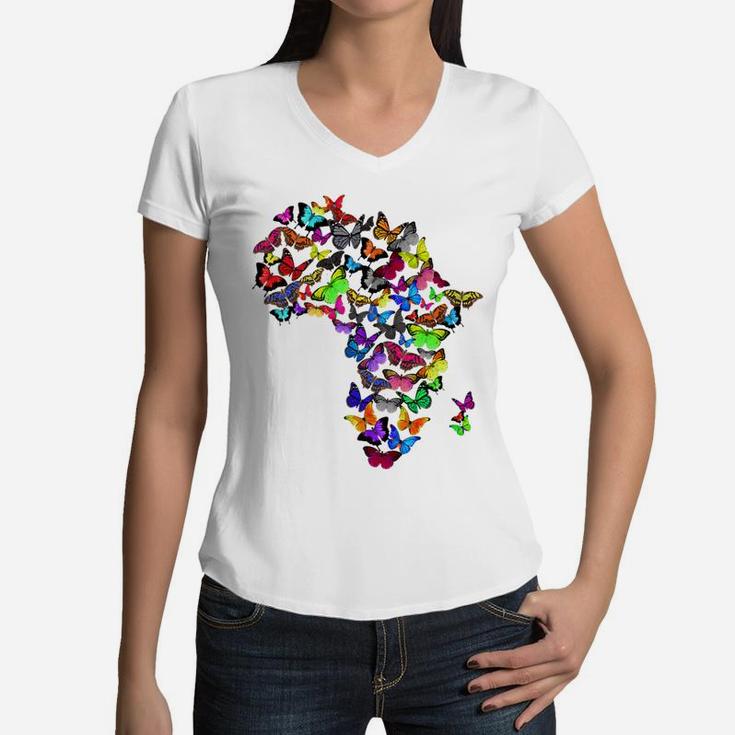 Cool Mama Africa Butterfly Style Africans Gif Women V-Neck T-Shirt