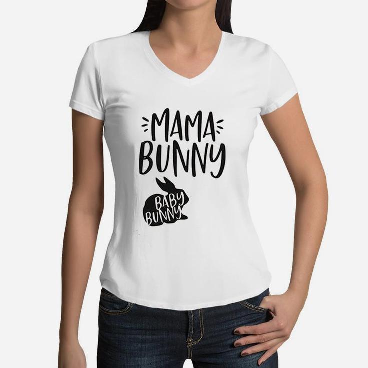 Cute Mama Bunny Baby Bunny Women V-Neck T-Shirt