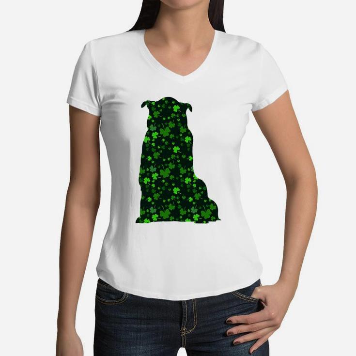 Cute Shamrock Collie Mom Dad Gift St Patricks Day Awesome Dog Lovers Gift Women V-Neck T-Shirt