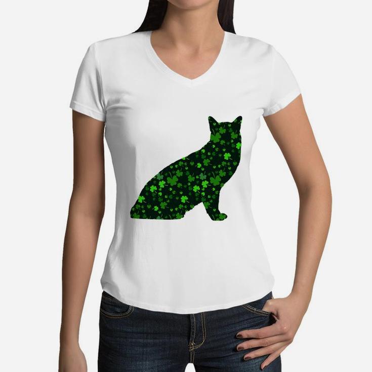 Cute Shamrock Tonkinese Mom Dad Gift St Patricks Day Awesome Cat Lovers Gift Women V-Neck T-Shirt