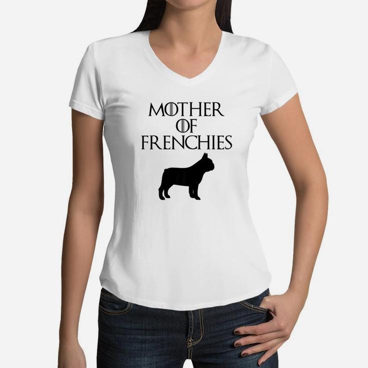 Cute Unique Black Mother Of Frenchies E010644 Women V-Neck T-Shirt