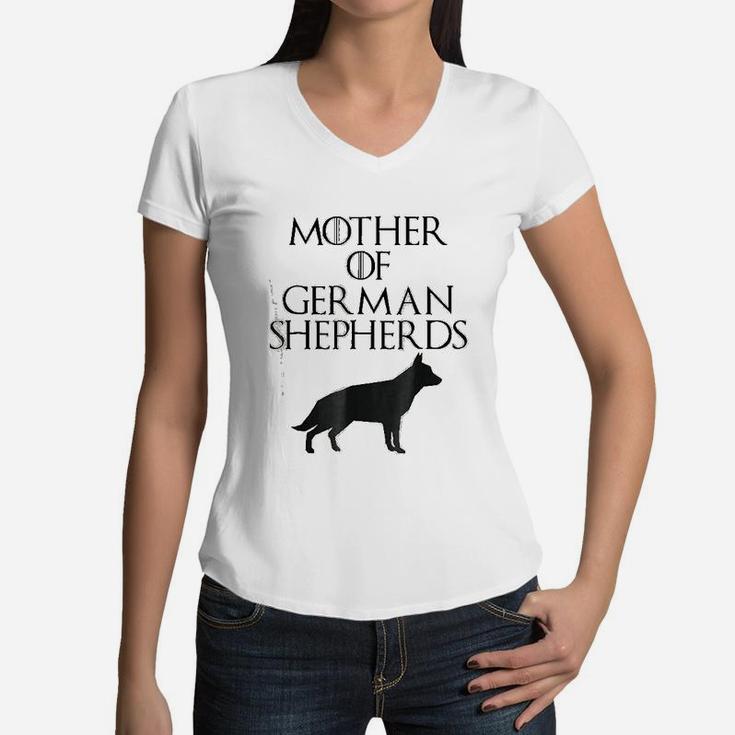 Cute Unique Black Mother Of German Shepherds Women V-Neck T-Shirt