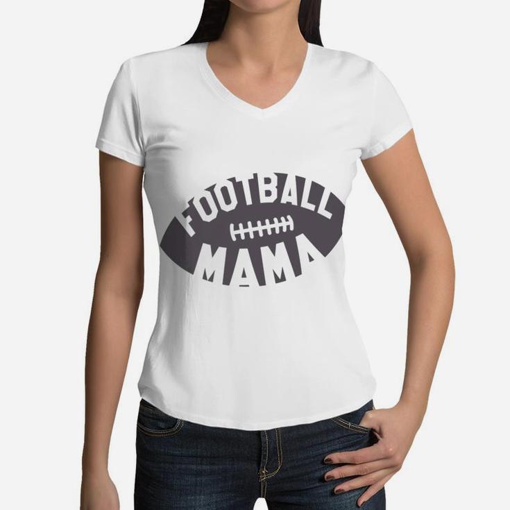 Football Mama Gray Helmet Retro Mom Gift Women V-Neck T-Shirt