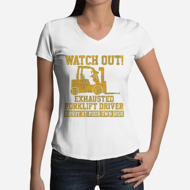 Forklift Driver Watch Out Gift Vintage Women V-Neck T-Shirt