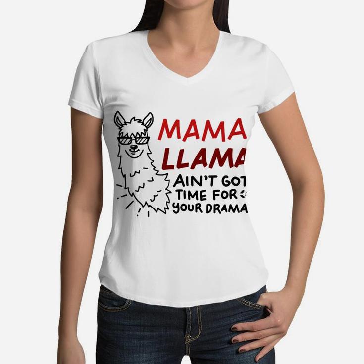Funny Mama Llama Women V-Neck T-Shirt