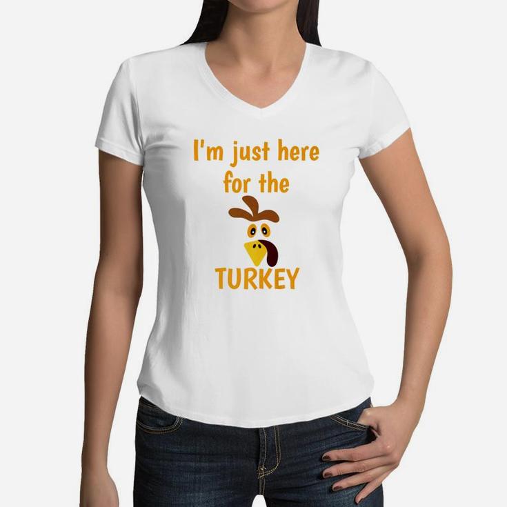 Funny Thanksgiving Family Turkey Face Tee Women V-Neck T-Shirt