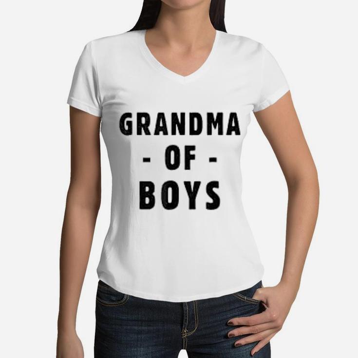 Grandma Of Boys Sweet Grandmother Women V-Neck T-Shirt